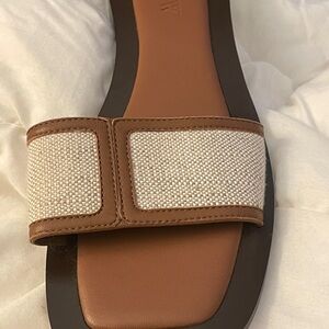 J. Crew Georgina sandals in canvas and leather in English Saddle Natural